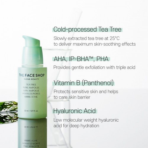 Tea Tree Pore Ampoule 10ml - Reduce Pores & Oil Control for Blemish Prone Skin Travel Size Serum