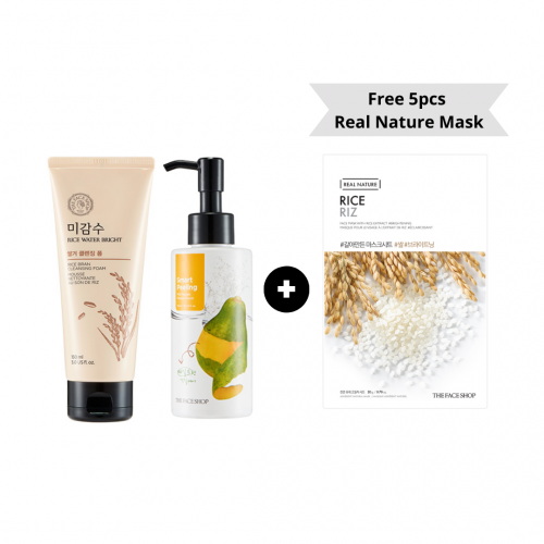 [RWB] Rice Water Bright Rice Bran Foaming Cleanser + Smart Peeling Mild Papaya FREE 5pcs Mask